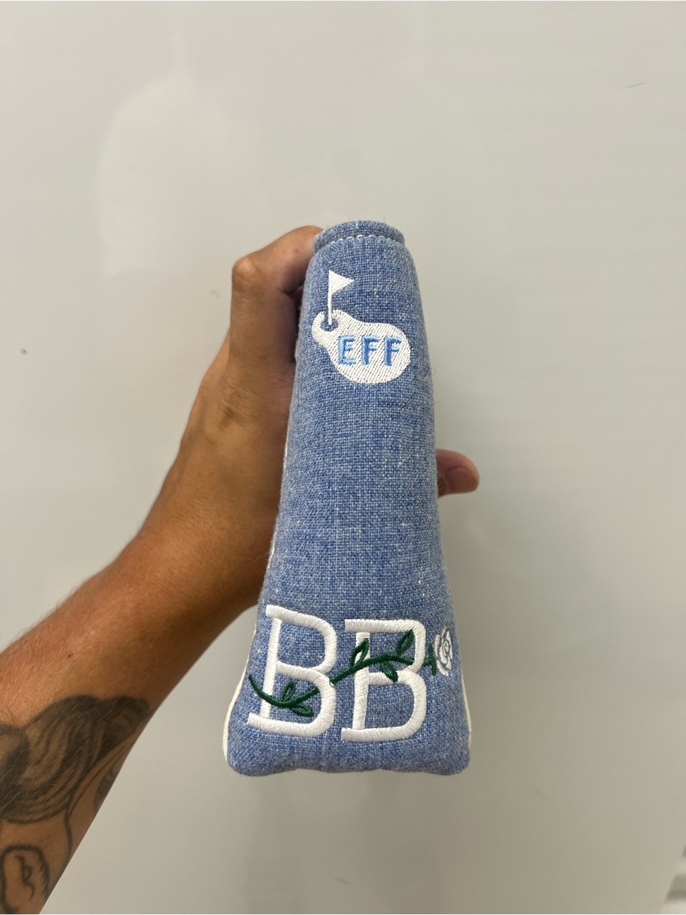 Blue Denim Bogey Boys Embroidered Blade Putter Headcover